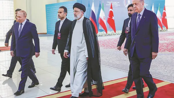 (From L) Putin, Raisi, Erdogan 