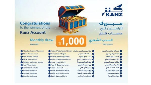 Burgan Bank Announces the Names of the Monthly Draw Winners of Kanz Account 