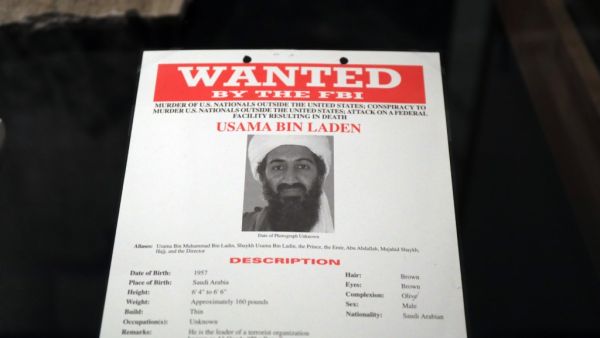 A poster and picture used to identify Osama Bin Laden is displayed at the new exhibition Revealed: The Hunt for Bin Laden at the 9/11 Memorial Museum on November 07, 2019 in New York City.  Wanted people