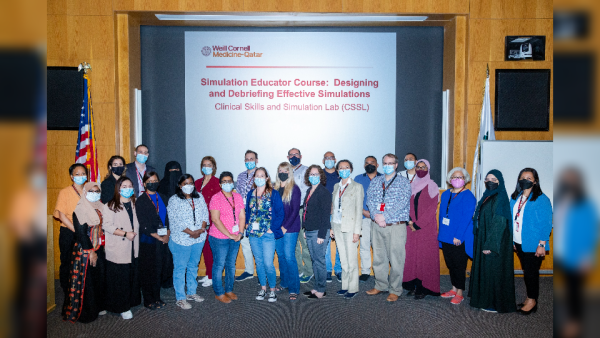 Dr. Stella Major (front row), flanked by Mr. Joshua Vognsen and Prof. Michelle Brown – the three directors of the course. WCM-Q course promotes use of simulations in healthcare education