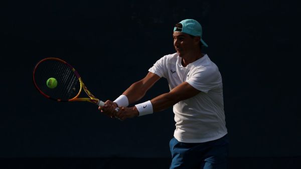 Rafael Nadal of Spain in a practice session during previews for the 2022 US Open tennis at USTA Billie Jean King National Tennis Center on August 27, 2022 in the Flushing neighborhood of the Queens borough of New York City. Julian Finney/Getty Images/AFP (Photo by JULIAN FINNEY / GETTY IMAGES NORTH AMERICA / Getty Images via AFP)