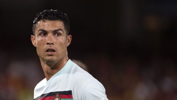 Portugal's forward Cristiano Ronaldo looks on during the UEFA Nations League, league A group 2 football match between Spain and Portugal, at the Benito Villamarin stadium in Seville on June 2, 2022. (Photo by JORGE GUERRERO / AFP)