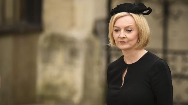 British Prime Minister Liz Truss arrives at Westminster Abbey in London on September 19, 2022, for the State Funeral Service for Britain's Queen Elizabeth II. (Photo by Oli SCARFF / AFP) Prime Minister