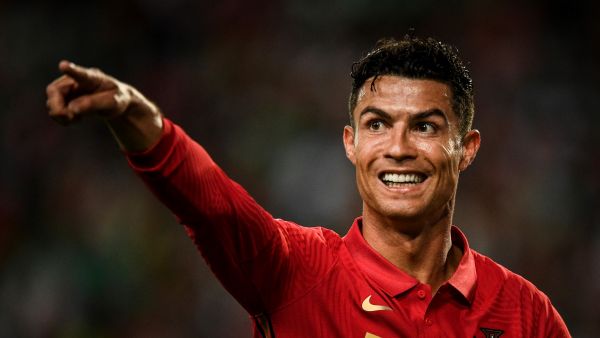 Portugal's forward Cristiano Ronaldo gestures during the UEFA Nations League, league A group2 football match between Portugal and Switzerland at the Jose Alvalade stadium in Lisbon on June 5, 2022. (Photo by PATRICIA DE MELO MOREIRA / AFP)