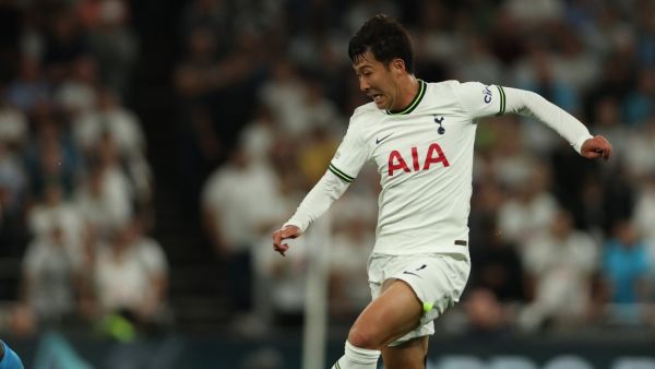 Tottenham Hotspur's South Korean striker Son Heung-Min runs with the ball during the UEFA Champions League Group D football match between Tottenham and Olympique de Marseille, at the Tottenham Hotspur Stadium, in London, on September 7, 2022. (Photo by Adrian DENNIS / AFP)