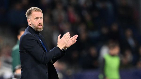 Chelsea's English head coach Graham Potter reacts during the UEFA Champions League Group E football match between RB Salzburg and Chelsea FC in Salzburg, Austria on October 25, 2022. (Photo by Joe Klamar / AFP)