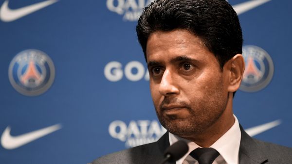 Paris Saint-Germain's (PSG) President Nasser Al-Khelaifi (Photo by Bertrand GUAY / AFP)