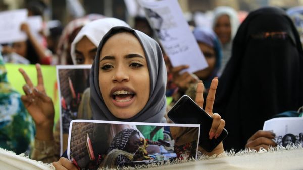 An activist on the streets of Khartoum