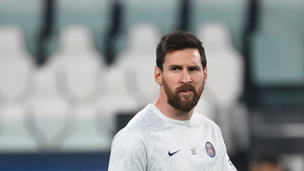 Paris Saint-Germain's Argentine forward Lionel Messi looks on prior to the UEFA Champions League 1st round day 6 group H football match between Juventus Turin and Paris Saint-Germain (PSG) at the Juventus stadium in Turin on November 2, 2022. (Photo by FRANCK FIFE / AFP)