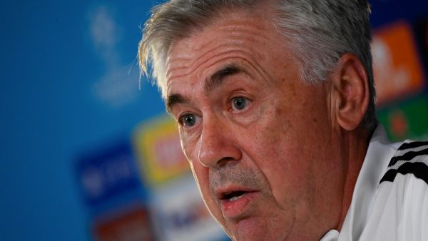 Real Madrid's Italian coach Carlo Ancelotti addresses a press conference at the Ciudad Real Madrid training complex in Valdebebas, outskirts of Madrid, on November 1, 2022, on the eve of their UEFA Champions League football match against Celtic FC. (Photo by PIERRE-PHILIPPE MARCOU / AFP)