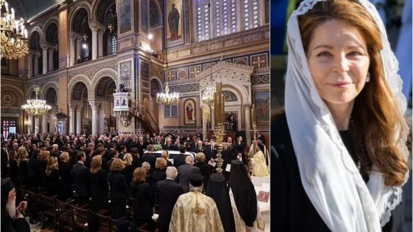 الملكة نور في مراسم دفن آخر ملوك اليونان قسطنطين الثاني