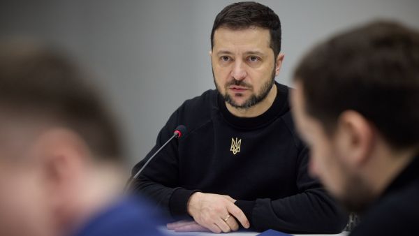 Ukrainian President Volodymyr Zelenskyy attends a coordination meeting on the state border protection in the northwestern regions of Ukraine.  Ukrainian President