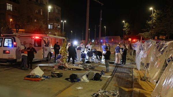 Scene at the site of a reported attack in a settler neighborhood 