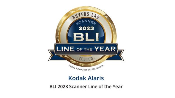 Kodak Alaris LOY Scanner 2023. Kodak Alaris Earns BLI 2023 Scanner Line of the Year Award