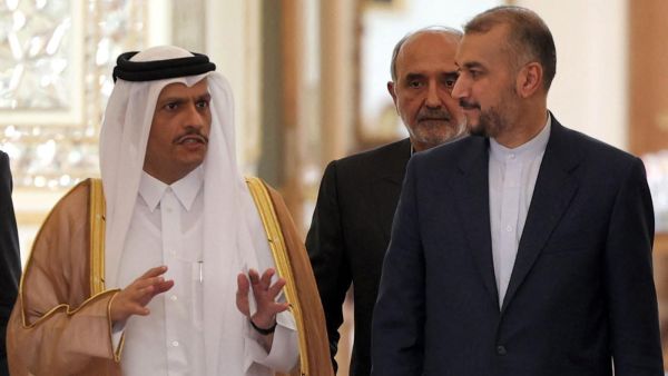 Mohammed bin Abdulrahman Al-Thani (R) , Hossein Amir-Abdollahian 