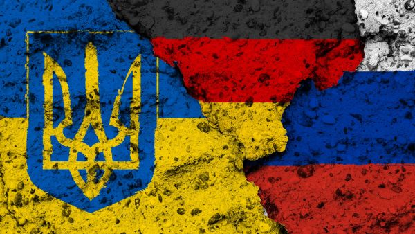 Germany, Russia and Ukraine flags