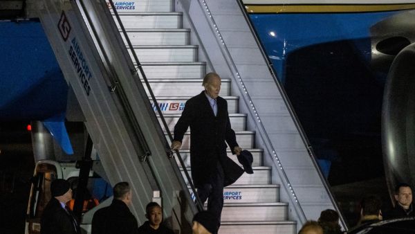 U.S. President Joe Biden on arrival in Warsaw, Poland.