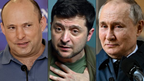 (From L) Bennett, Zelensky (C) and Putin (R) 