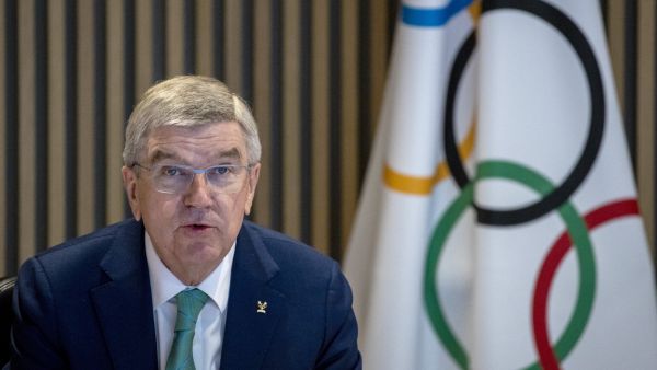International Olympic Committee (IOC) President Thomas Bach speaks at the start of the IOC Executive Board meeting at the Olympic House in Lausanne, Switzerland on December 5, 2022. (Photo by DENIS BALIBOUSE / POOL / AFP)