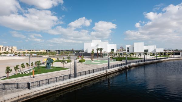 view of Jaddaf Waterfront Sculpture Park at Jameel Arts Centre. Courtesy of Art Jameel. Photo by Mohamed Somji Jaddaf Playscape Commission: Dubai Culture and Art Jameel announce an open call for a major, new playpark-as-artwork