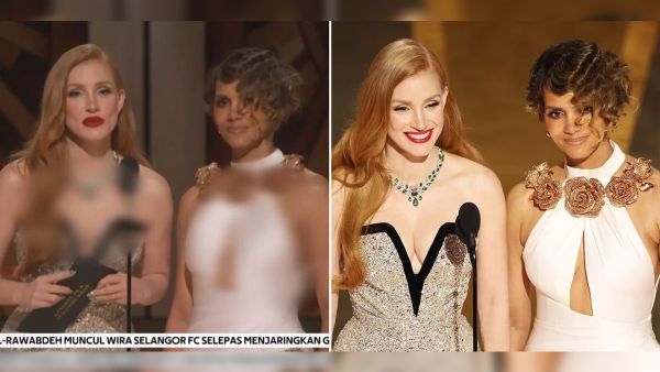 Oscar presenters' dresses were blurred by a Malaysian channel. (Twitter) Oscar presenters