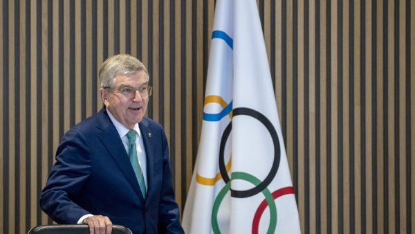 International Olympic Committee (IOC) President Thomas Bach arrives for the IOC Executive Board meeting at the Olympic House in Lausanne, Switzerland on December 5, 2022. (Photo by DENIS BALIBOUSE / POOL / AFP)