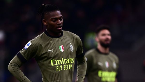 AC Milan's Portuguese forward Rafael Leao reacts during the Italian Serie A football match between AC Milan and Torino on February 10, 2023 at the San Siro stadium in Milan. (Photo by Marco BERTORELLO / AFP)