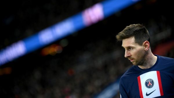 Paris Saint-Germain's Argentine forward Lionel Messi reacts during the French L1 football match between Paris Saint-Germain (PSG) and FC Nantes at The Parc des Princes Stadium in Paris on March 4, 2023. (Photo by FRANCK FIFE / AFP)