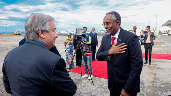 Somalia's Foreign Minister Abshir Omar Huruse with U.N. Secretary-General Antonio Guterres. (Twitter/ @abshirhuruse) Antonio Guterres