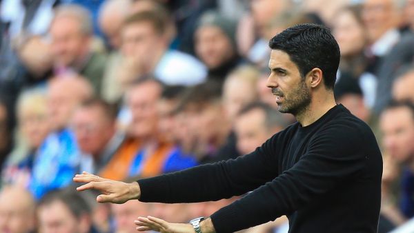 Arsenal's Spanish manager Mikel Arteta gestures during the English Premier League football match between Newcastle United and Arsenal at St James' Park in Newcastle-upon-Tyne, north east England on May 7, 2023. (Photo by Lindsey Parnaby / AFP)