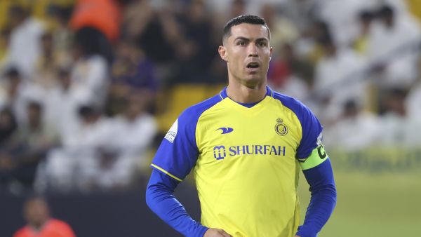 Nassr's Portuguese forward Cristiano Ronaldo looks on during the Saudi Pro League football match between Al-Nassr and Al-Khaleej at the al-Awwal Park Stadium in the Saudi capital Riyadh on May 8, 2023. (Photo by Fayez NURELDINE / AFP)