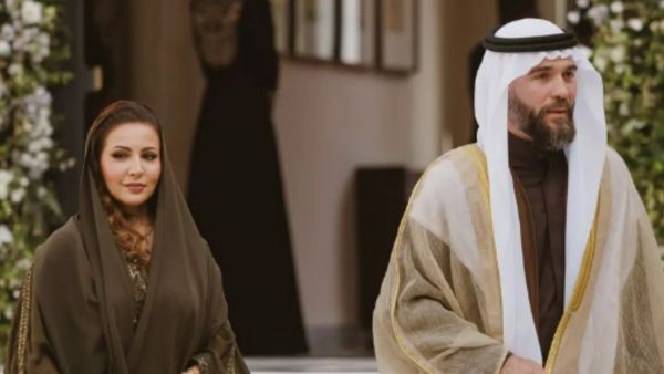 الأميرة فهدة الهاشم برفقة زوجها الأمير هاشم بن الحسين 