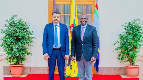Kenyan President with the envoy of the Commander of the Rapid Support Forces, political advisor Youssef Ezzat. (Twitter/ @RSF) Kenyan President