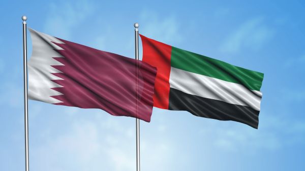 Shutterstock Qatar and UAE flags
