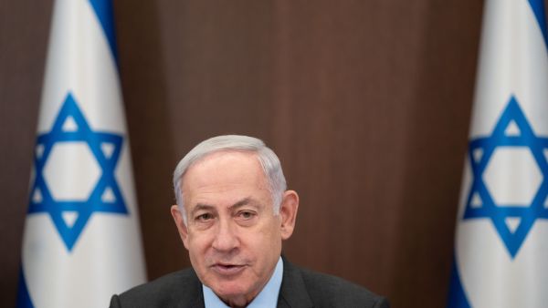 Israel's Prime Minister Benjamin Netanyahu (C) chairs a weekly cabinet meeting at his office in Jerusalem, on July 17, 2023. (Photo by Ohad Zwigenberg / POOL / AFP) Netanyahu