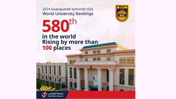Abu Dhabi University ranks 580 in the world according to QS World University Ranking