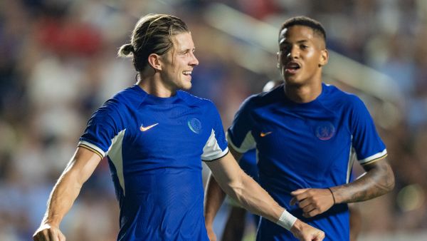 Conor Gallagher #23 of Chelsea FC celebrates his goal against Wrexham AFC during a pre-season friendly match at Kenan Stadium on July 19, 2023 in Chapel Hill, North Carolina. Jacob Kupferman/Getty Images/AFP (Photo by Jacob Kupferman / GETTY IMAGES NORTH AMERICA / Getty Images via AFP)