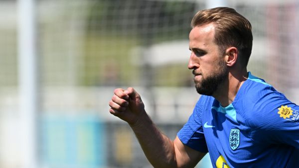 England's striker Harry Kane attends an England training session at St George’s Park in Burton-Upon-Trent, on June 13, 2023 ahead of of their UEFA Euro 2024 Group C qualifiers match against Malta. (Photo by Paul ELLIS / AFP)