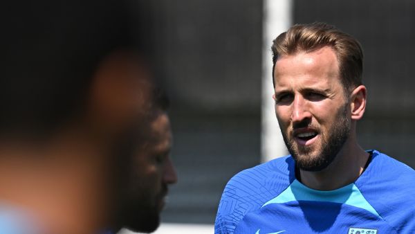 England's striker Harry Kane attends an England training session at St George’s Park in Burton-Upon-Trent, on June 13, 2023 ahead of of their UEFA Euro 2024 Group C qualifiers match against Malta. (Photo by Paul ELLIS / AFP)