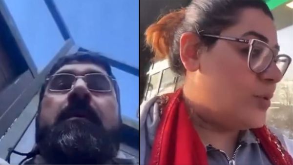 A video of an Iranian woman who was in public without her hijab in one of the streets when an Iranian cleric stole her phone and ran away. (X/ screenshots) Iranian woman