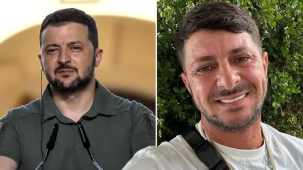 فولوديمير زيلينسكي وشبيهه الإيطالي جيجي بيشيريا