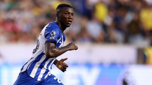 Moises Caicedo of Brighton & Hove Albion looks on during the Premier League Summer Series match between Brighton & Hove Albion and Newcastle United at Red Bull Arena on July 28, 2023 in Harrison, New Jersey. Tim Nwachukwu/Getty Images for Premier League/AFP (Photo by Tim Nwachukwu / GETTY IMAGES NORTH AMERICA / Getty Images via AFP)