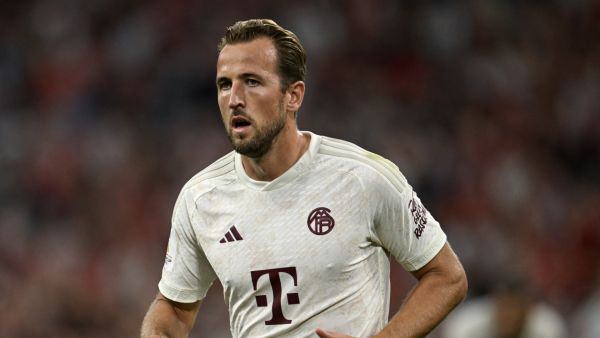 Bayern Munich's English forward #09 Harry Kane runs during the German Super Cup football match Bayern Munich v RB Leipzig in Munich, on August 12, 2023. (Photo by Christof STACHE / AFP)