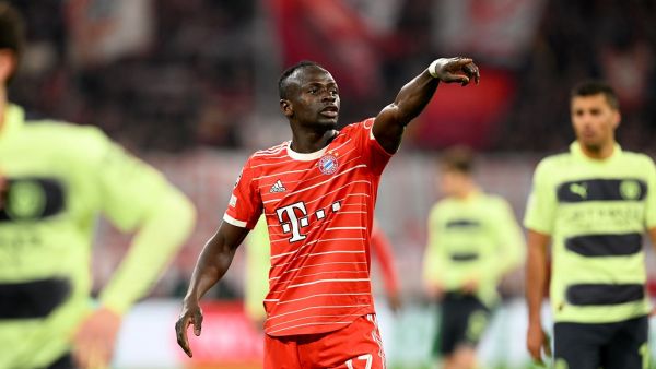 Bayern Munich's Senegalese forward Sadio Mane reacts during the UEFA Champions League quarter-final, second leg football match between Bayern Munich and Manchester City in Munich, southern Germany on April 19, 2023. (Photo by CHRISTOF STACHE / AFP)