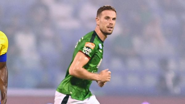 Ettifaq's English midfielder #10 Jordan Henderson during the Saudi Pro League football match between Al-Ettifaq and Al-Nassr at the Prince Mohamed bin Fahd Stadium in Dammam on August 14, 2023. (Photo by Ali Alhaji / AFP)