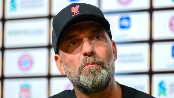 Liverpool FC team manager Jurgen Klopp attends a press conference at the Singapore Festival of Football in Singapore on August 1, 2023. (Photo by Roslan RAHMAN / AFP)