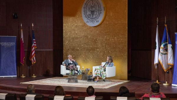 During the event Memoir Author Amal Ghandour Explores Generational Struggles across the Arab World with Georgetown's Dean Masri