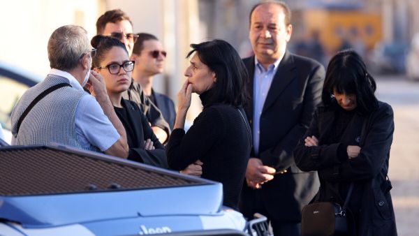 Relatives wait for the coffin of mafia boss Matteo Messina Denaro outside the cemetery of Castelvetrano, Sicily. (Alessandro Fucarini/ AFP)
