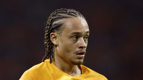 Netherland's forward Xavi Simons looks on during the Euro 2024 qualifying football match between the Netherlands and France at the Johan Cruijff ArenA in Amsterdam on October 13, 2023. (Photo by KENZO TRIBOUILLARD / AFP)