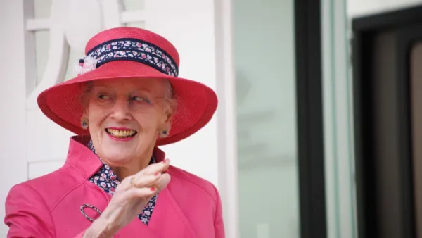 Denmark 08-25-23 Queen Margrethe II at the opening of the danish newspaper cartoonist museum at Den Gamle By, Aarhus.